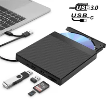 DVD Drive Player USB3.0&Type C External Optical Drive DVD Burner CD Player with Micro USB/USB /SD/TF Card Slot for PC/Desktop