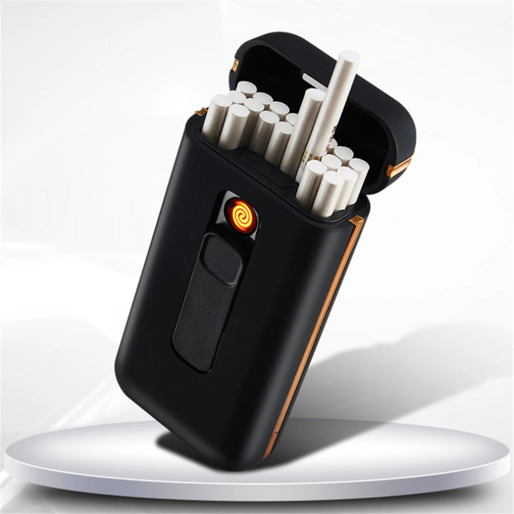 20 шт. чехол для сигарет с емкостью Электронная USB зажигалка тонкая сигарета