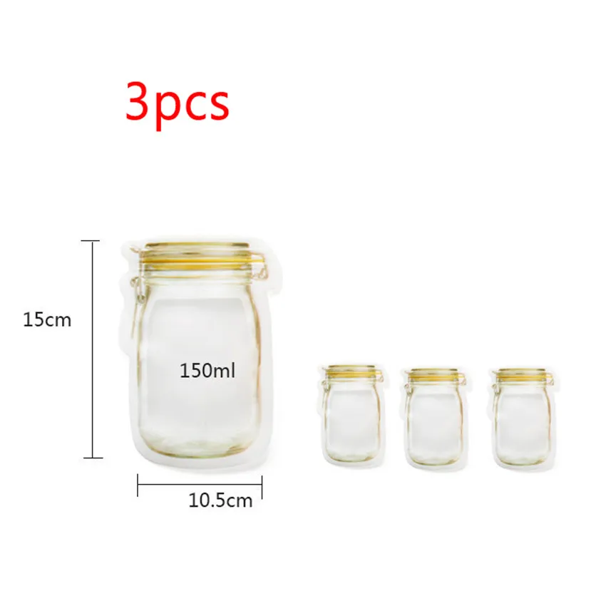 S(Yellow) X 4pcs Vogvigo мешок для хранения еды масонская бутылка прозрачный пакет на молнии пакеты для ланча чай мешок кухня путешествия герметичный пакет багажные бирки - Цвет: S(Yellow) X 4pcs