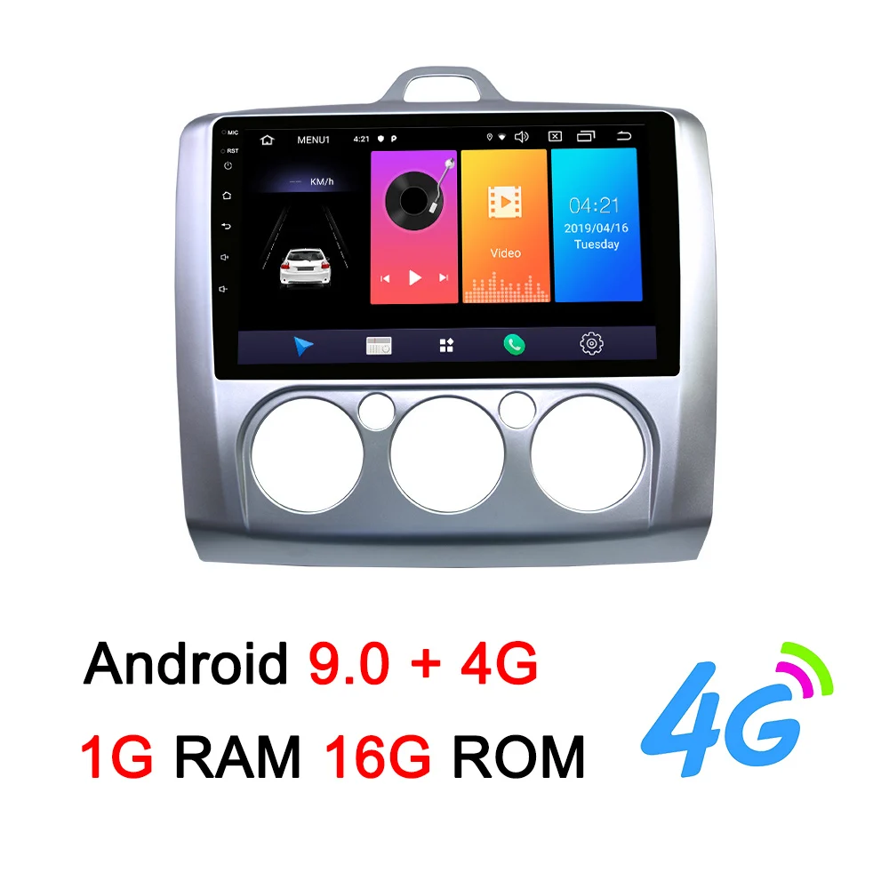 Navivox 2 Din Android 8,1/9,0 Автомобильный мультимедийный gps навигатор для Ford Focus 2 3 2004-2011 Exi MT с WiFi Автомобильный DVD Радио стерео - Цвет: 9inch Android 9.0 4G