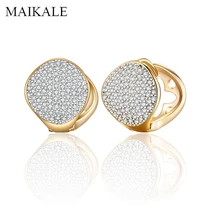 Женские овальные серьги-гвоздики MAIKALE, роскошные серьги с фианитом золотистого/серебристого цвета, ювелирные изделия для подарка девушке и вечеринки