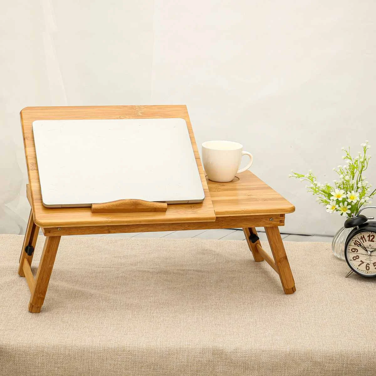 

2 size Laptop Table reading book Computer Desk Stand for bedroom bed sofa Dormitory student Folding Desk Adjustable Bamboo