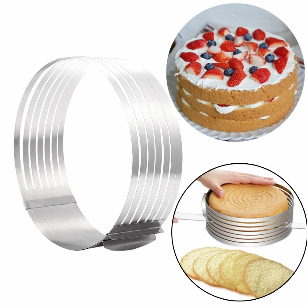 

16-30CM Retractable Stainless Steel Mousse Ring Baking Tool Set Cake Mold Adjustable Cake Cutter Slicer cake decorating tools