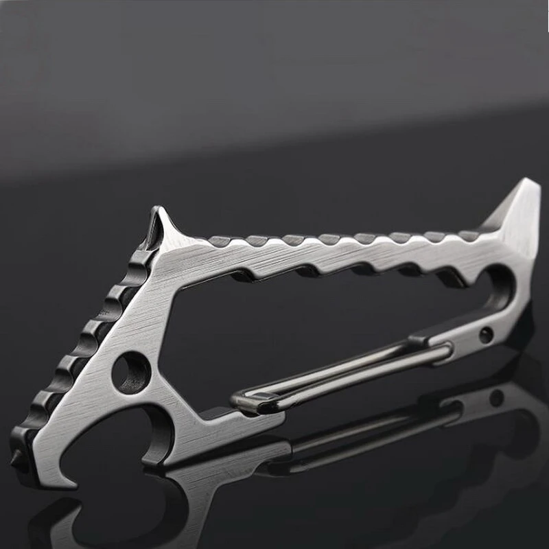 

Outdoor Keychain Shark EDC Break Window Multifunction Tungsten Steel Head Spanner Screwdriver Bottle Opener Gift Hang Buckle