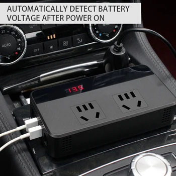 

200W Car Inverter Black 12V/24V to 220V Household Power Converter Multi-Function Auto Socket Charger