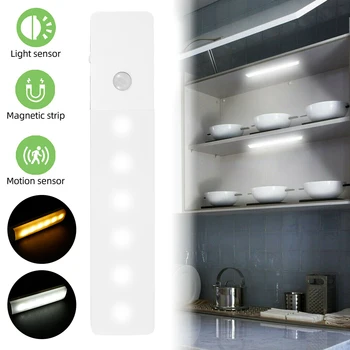 

LED Light Motion Sensor Wireless USB Rechargeable Night lamp Kitchen Cabinet Wardrobe Bed Lamp For Closet Stairs Kitchen Bedroom