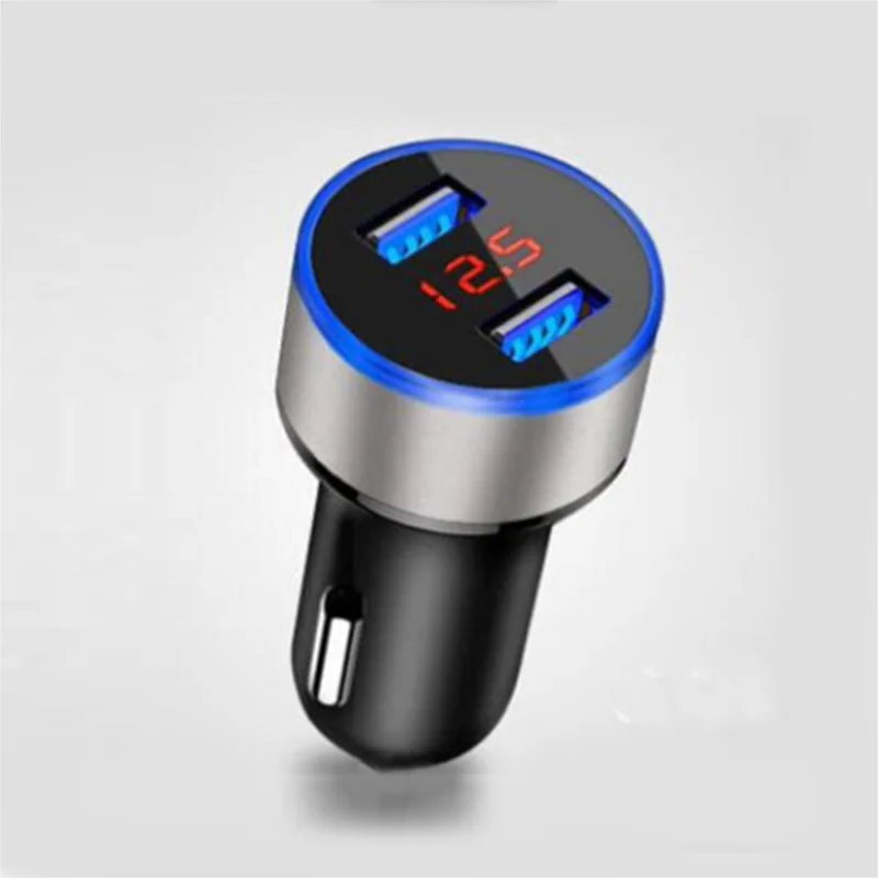 Автомобильное зарядное устройство с цифровым дисплеем Quick Charge 3,0, автомобильное зарядное устройство с двумя Usb, автомобильное зарядное устройство с контролем напряжения и тока, автомобильное зарядное устройство - Цвет: Sliver  3.1A