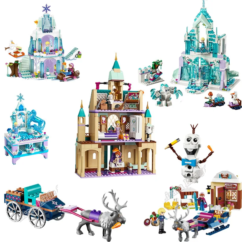 

2019 ElsaAnna Arendelle Castle Village 41167 Cinderella Ice Castle Building Blocks Bricks Princess Legoinglys Girl Friends Toy