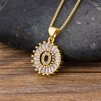 Sale Women Girls Initial Letter Necklace 26 Letters Charm Gold Name Necklace Pendant Top Quality Copper Zircon Jewelry Gift
