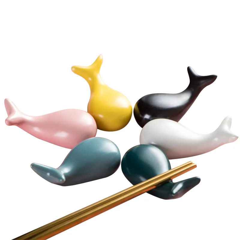 

6PCS New Cute Nordic style Lucky Whale Ceramic Chopsticks Holder Chopsticks Chinese Style Home Hotel Ceramics Kitchen Tableware
