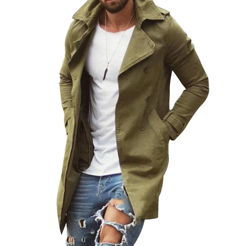 Gabardina de primavera y otoño para hombre, chaqueta de talla grande 4XL, prendas de vestir, abrigo largo informal, chaquetas para hombre
