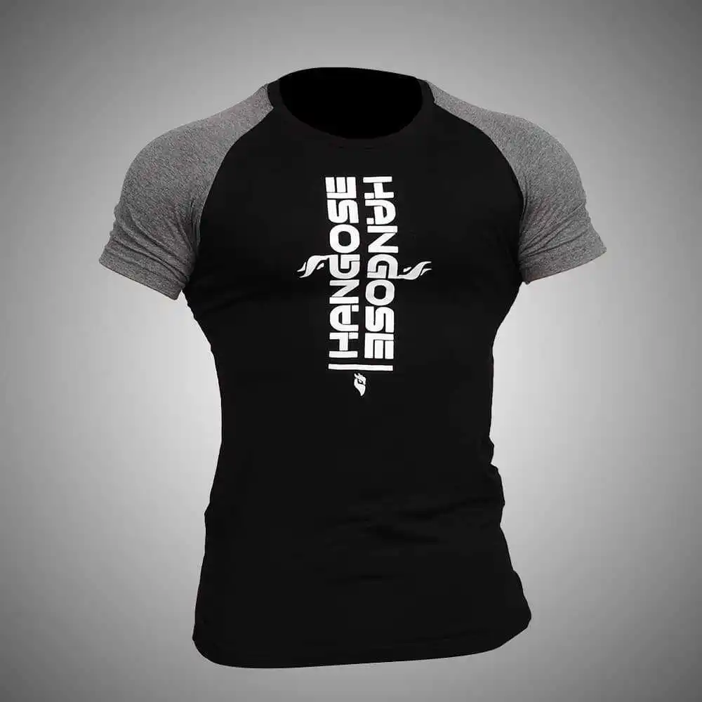 Облегающая футболка с надписью «Muscle Brother», Новинка лета, повседневная мужская Спортивная футболка с рукавом реглан и коротким рукавом