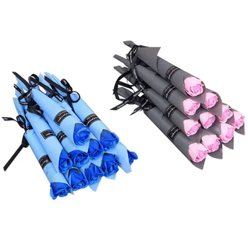 

60x Roses Soap Flowers Romantic Wedding Favors Flower for Valentine's Mother's Day Gift Company Pink & Blue