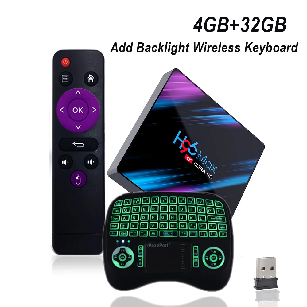 4GB 32GB L Keyboard Android 9,0 H96 MAX tv Box 4K HD RK3318 4 ГБ 32 ГБ/64 Гб медиаплеер смарт-приставка Google голосовой помощник Netflix Youtube - Цвет: 4GB 32GB L Keyboard