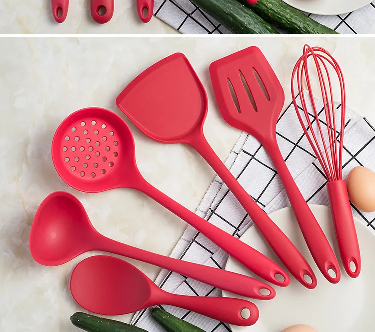Kitchen Tools High-temperature Resistant Silica Gel One-piece Kitchenware 6 Pieces Cooking Set Heat Resistant Non-stick Pot Only