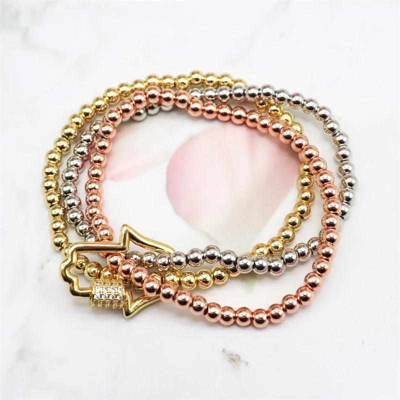 Stainless Steel Beads Bracelet CZ Screw Charm Bangles Jewelry For Women Men Love lock Pattern stone bead bracelet beaded bracelet metal bead bracelet zircon bracelet metal bracelet