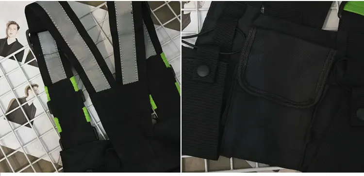 Хип-Хоп сумка на плечо для мужчин и женщин модный стиль жилет светоотражающий уличная сумка для мобильного телефона портативная рация классная сумка
