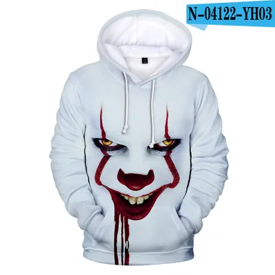 Movie IT Pennywise свитер с капюшоном куртки пальто Хэллоуин костюм это ужас клоун Косплей унисекс abult Повседневный Топ с привидениями ночь
