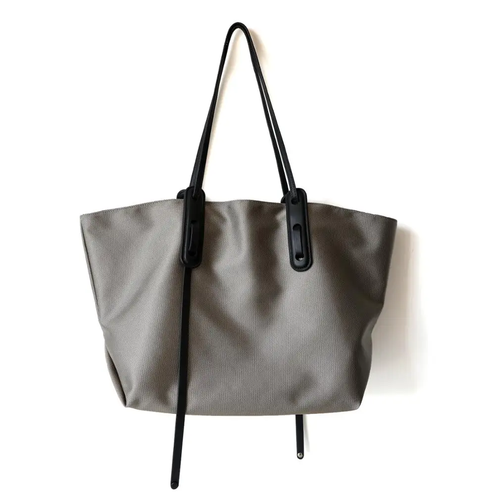 

Early spring 2020 new shopping bag large capacity tote bag mummy bag stylish simple canvas with leather handbag