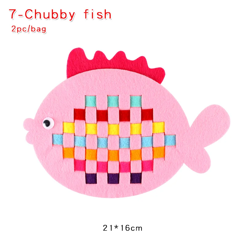 7-Chubby fish 2 шт. обучение в детском саду DIY пазл детские игрушки мультфильм нетканое плетение игрушки учебные материалы ручной работы художественные Классические игрушки - Цвет: 7-Chubby fish