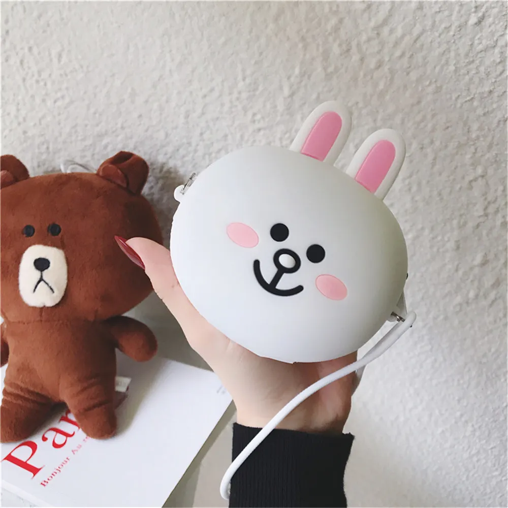 1219066 Kawaii Кошелек для монет, кошелек для девочек, мини сумки через плечо, силикагель, на молнии, с ремешком, мультяшная утка, кошелек для монет, мини сумка для хранения - Цвет: 1219066