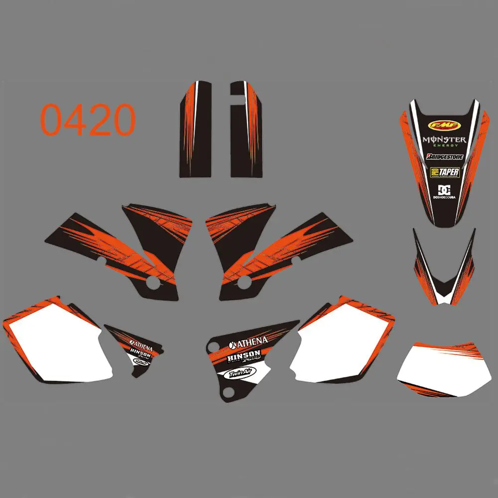 

Full Graphics Decals Stickers Kit Custom Number Name Glossy Stickers Waterproof FOR KTM EXC 125 200 250 300 400 450 525 2003