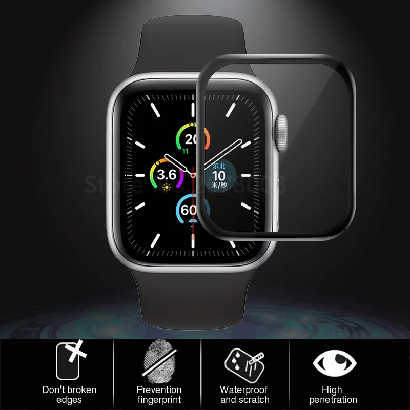 Протектор экрана 3D 9H закаленное стекло для Apple Watch Series 5 40 44 мм Закаленное Защитное стекло для iWatch Series 5 44