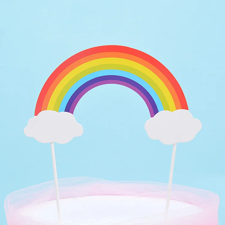 Прекрасный Радужный счастливый украшение для торта ко дню рождения торт бумажные флаги Детские топперы на свадебный торт детский Декор для вечеринки в честь Дня Рождения принадлежности подарки - Color: Rainbow