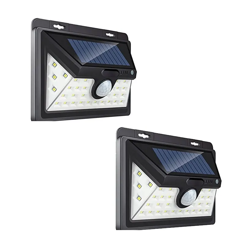 2PCS 2 шт. Открытый 3 режима движения PIR сенсор 34 светодиодный солнечный Lingths IP65 водонепроницаемый открытый светодиодный настенный светильник для сада передняя дверь двора - Испускаемый цвет: 2PCS