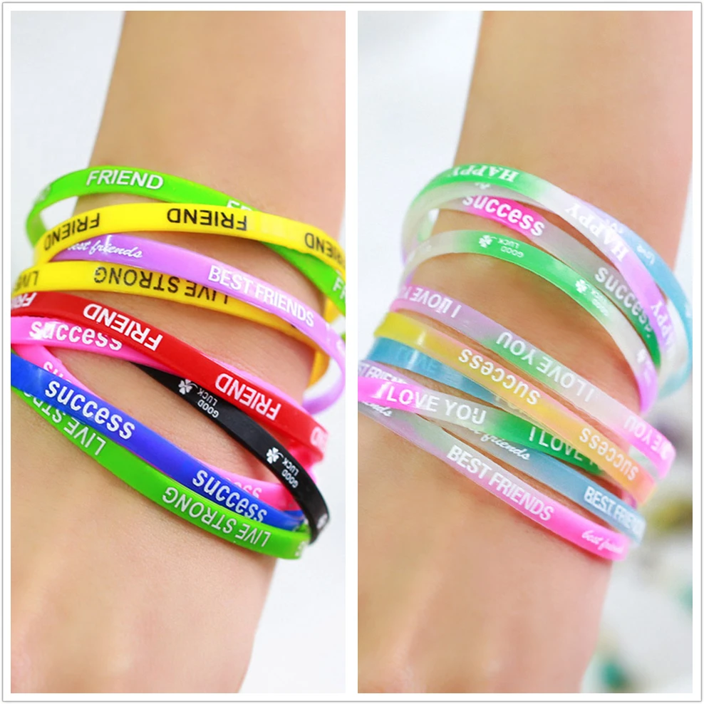 Bracelet De Sport En Silicone Avec Lettres Imprimees Pour Meilleur Ami En Caoutchouc Fluorescent Pour Femme Accessoire De Fitness Aliexpress
