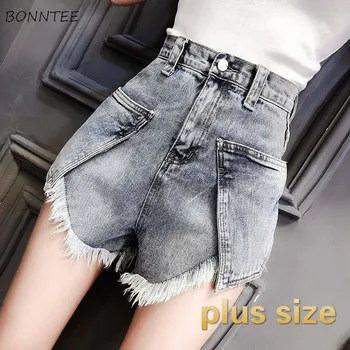 

Shorts Women Plus Size 5XL Denim Irregular Fur-line Loose Slim High Waist Retro Harajuku Vintage Girl Streetwear Womens Chic New
