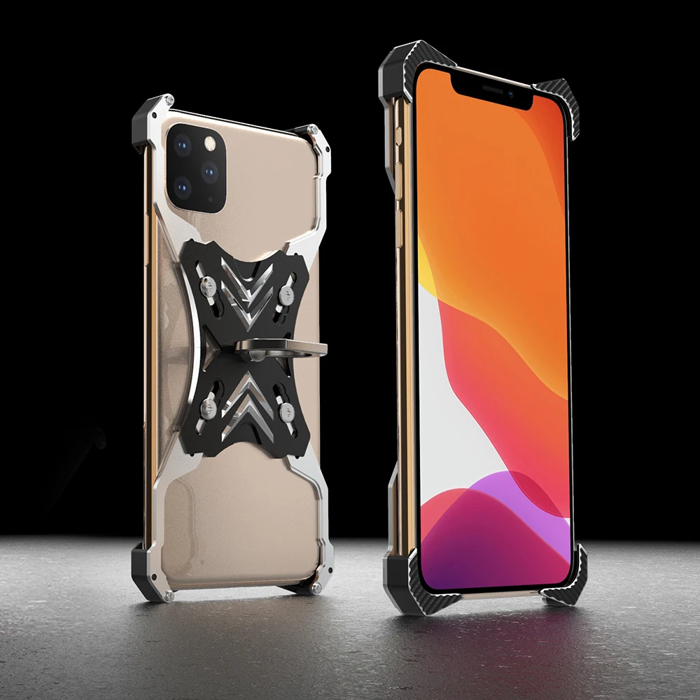 

R-JUST Aircraft Aluminum Bumper Case for Iphone 11 11 Pro Iphone 11Pro MAX Anti-knock Shockproof Metal Frame Back Cover