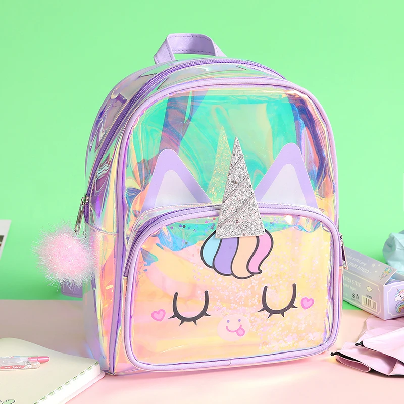 Hologram Transparent Unicorn Backpacks For Girls