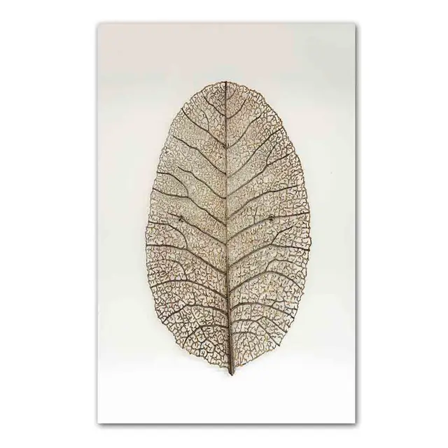 Nordic fashion art plant canvas painting golden leaf feather poster office wall painting living room home decoration mural ZW374