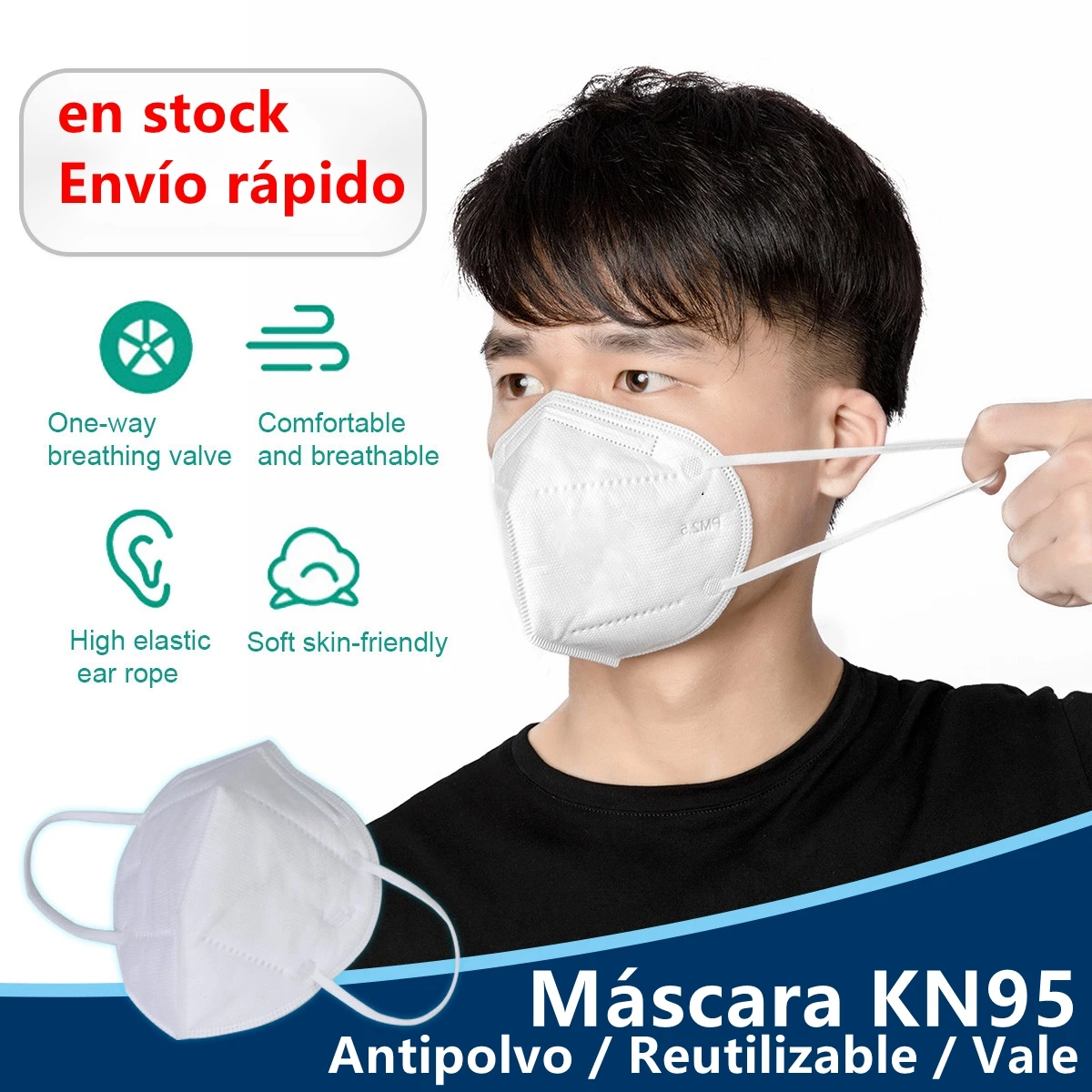 

100PCS PM 2.5 Mask Anti Bad Smell Bacteriaproof Face Mouth Mask Dustproof Windproof Respirator Valve Mascarilla KN95