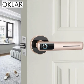 

OKLAR Smart Fingerprint Door Lock Security Intelligent Electronic Lock With Key USB Charging Indoor lock For Home Hotel Office