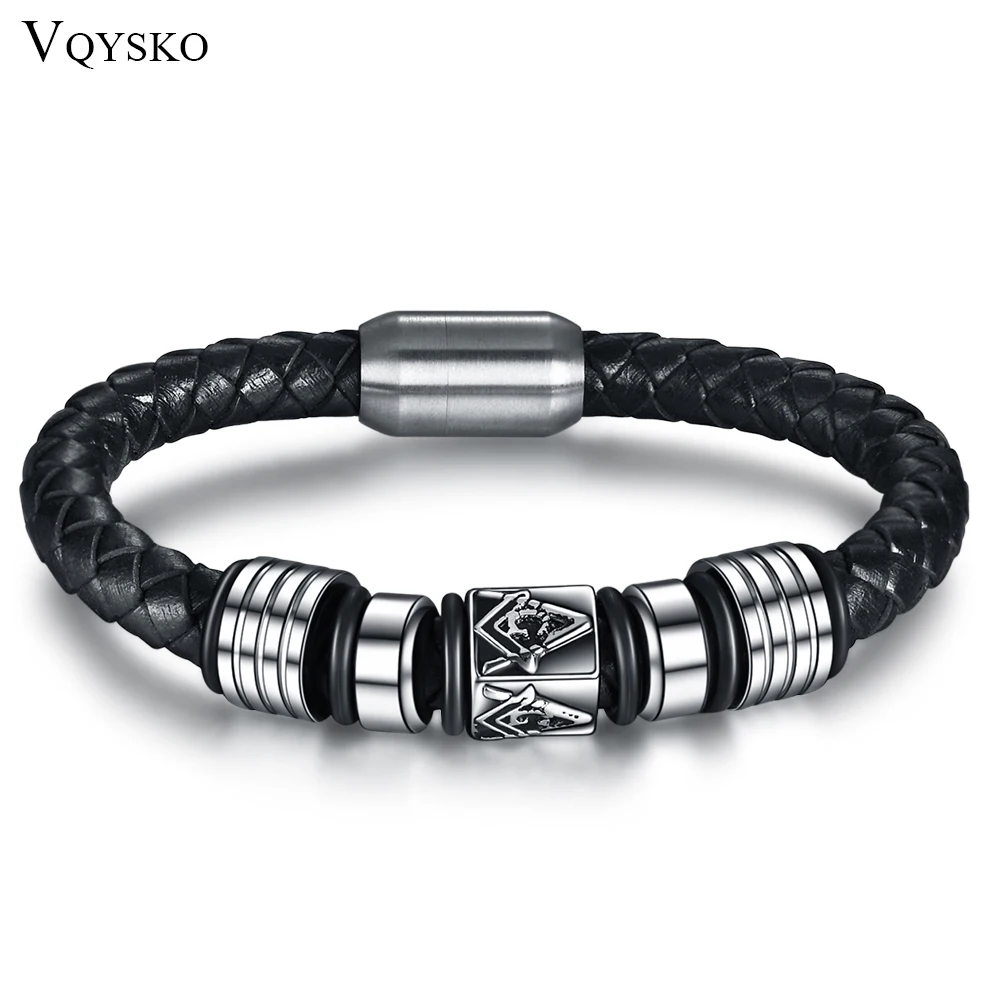 New Super Cool Men Magnetic Buckle Genuine Leather Bracelet