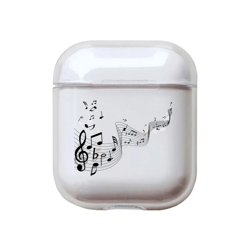 200723 Прозрачные Жесткие чехлы для Apple AirPods с мультяшными музыкальными нотами, беспроводные Bluetooth наушники, защитный чехол, Air Pods - Цвет: 200723
