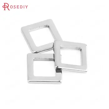 

(38923)30PCS 6.5x6.5MM Silver Color Brass Square Shape Closed Rings Connect Rings Jewelry Making Supplies Diy Accessories