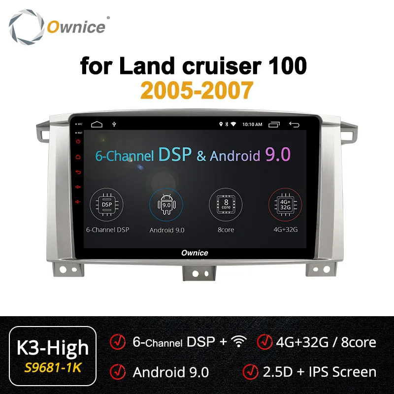 Ownice K3 K5 K6 8 ядерный Android 8,1 автомобильный Радио DVD gps навигация для Toyota Land cruiser 100 150 LC100/Lexus LX470 2005-2007 - Цвет: S9681-1 K3 HIGH
