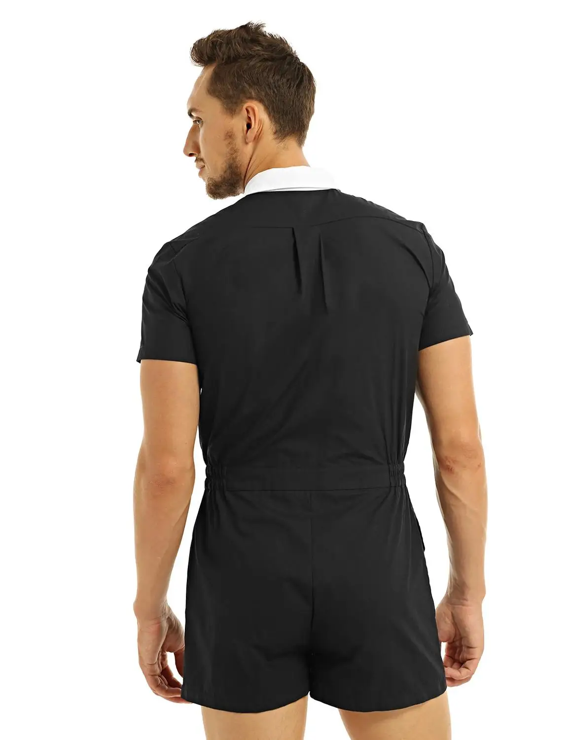 NEW Mens Turn Down Collar Bodysuit Casual Party Gentleman Male Slim Fit Original Jumpsuit Short with Pockets Men's Romper Sets NEW Mens Turn Down Collar Bodysuit Casual Party Gentleman Male Slim Fit Original Jumpsuit Short with Pockets Men's Romper Sets