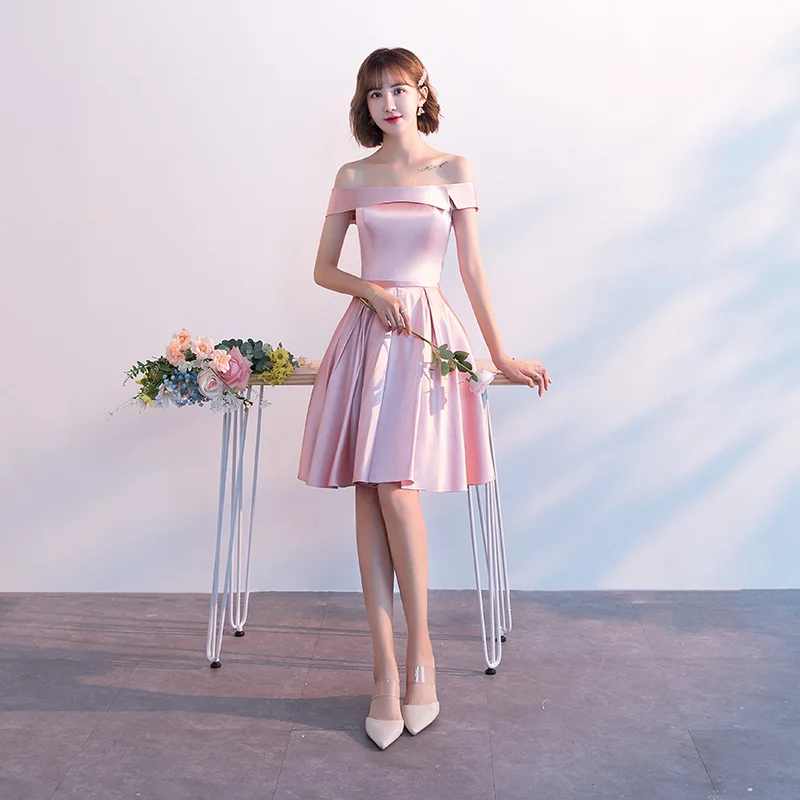 

J037 dress vestidos de dama de honor robes sukienki na wesele woman party night bridesmaid damigella pink dresses eleganti