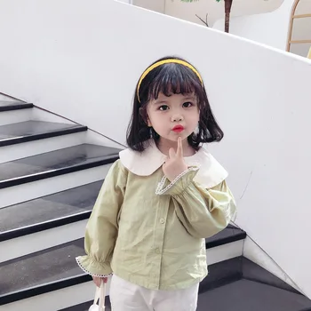 

Korean girl's color matching Ling shirt 2020 spring new baby long-sleeved bottoming shirt