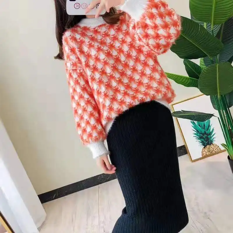 autumn and winter new round neck pullover casual ladies pure cashmere sweater short sweater loose knit bottoming shirt