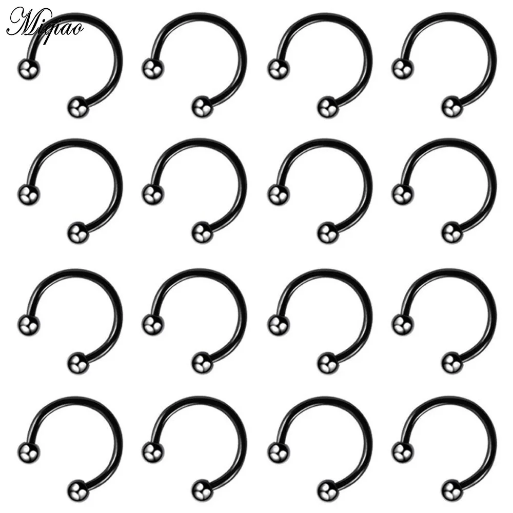 

Miqiao 2pcs European and American Fashion Human Body Piercing Jewelry Stainless Steel Horseshoe Dry Nose Ring