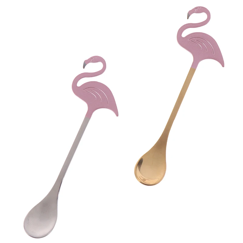 Stainless Steel Flamingo Coffee Tea Stirring Spoon Meal Soup Cake Jelly Dessert Ice Cream Scoop Gift Kitchen Bar Tableware