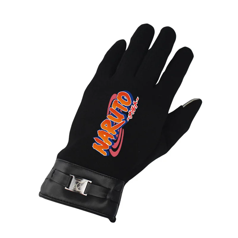 Anime Naruto Sharingan Men's Winter Cycling Gloves Konoha Kakashi Cotton Touch Screen Warm Full Finger Cosplay Gloves Toys Gifts