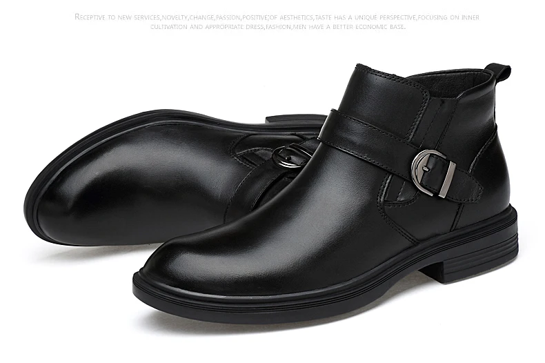 Super warm winter boots men Comfortable Cow Leather boots size 36-46 Handmade winter shoes men botas hombre