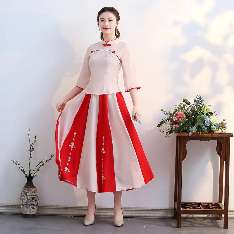 Традиционное китайское свадебное платье Fiesta Qipao платье в китайском стиле Soiree Femme красное Cheongsam платье подружки невесты TS1748