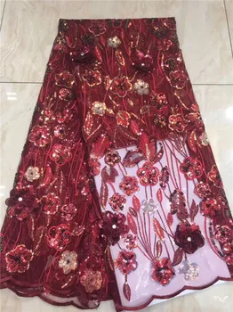 

Beautiful wedding French net lace fabric with sequins for sewing dress PDN821(5yards/lot)